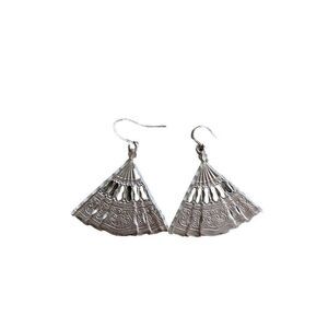 Dangle Earrings Sterling Silver Fan Fans 925 Stamped
